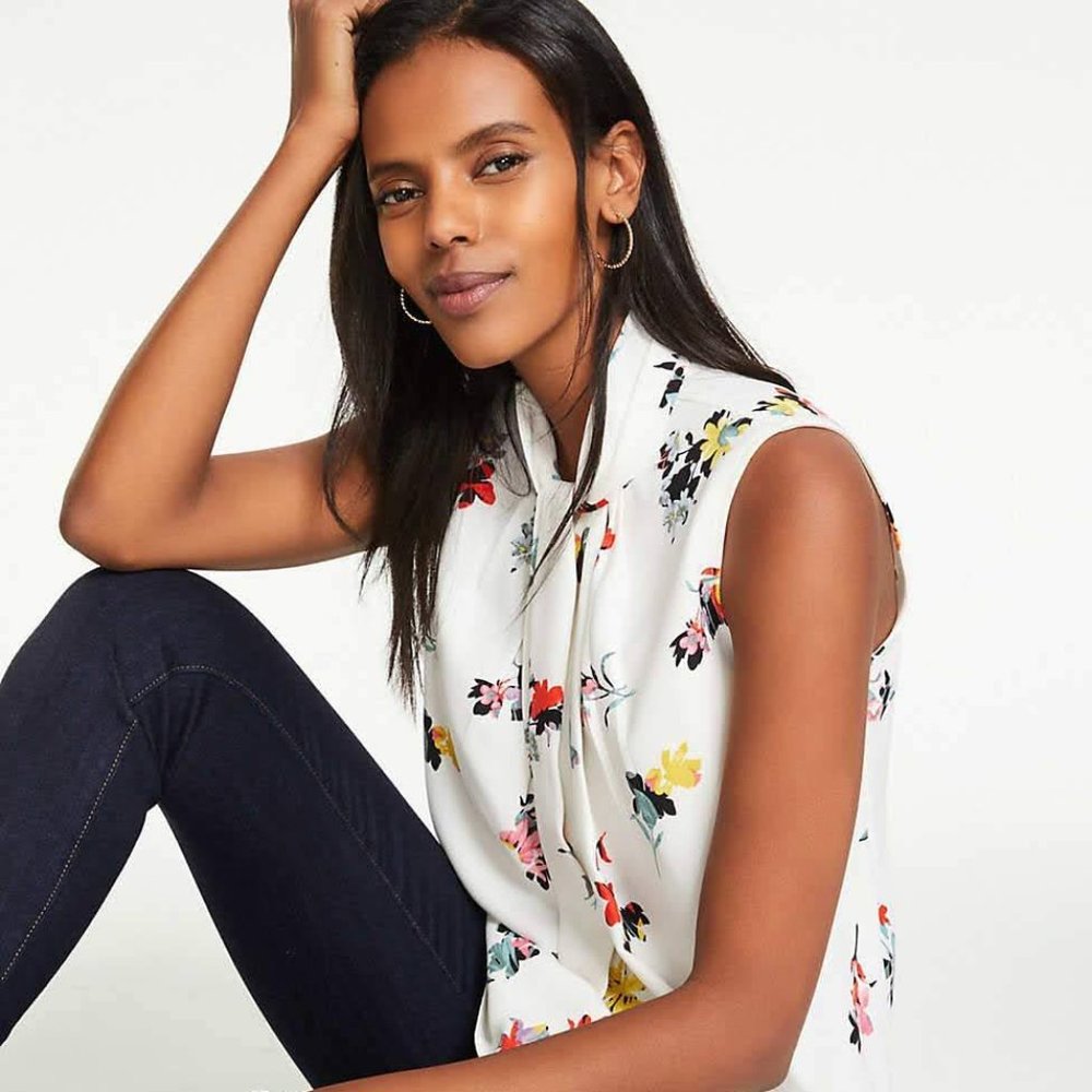 Ann Taylor Multi-Colored Floral Blouse XL NWOT